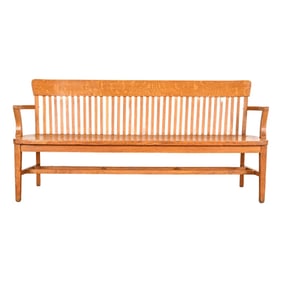 Antique Arts & Crafts Solid Oak Lawyer's Bench