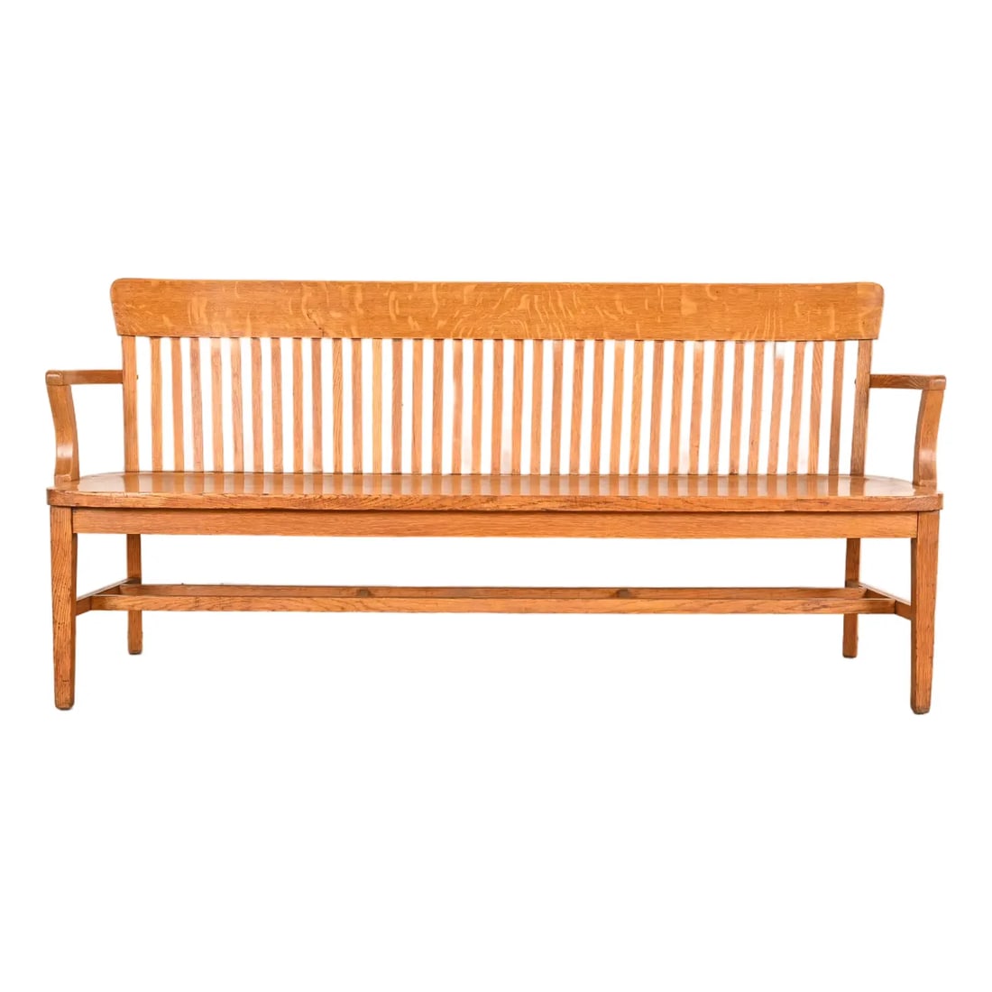 Antique Arts & Crafts Solid Oak Lawyer's Bench (1 of 10)