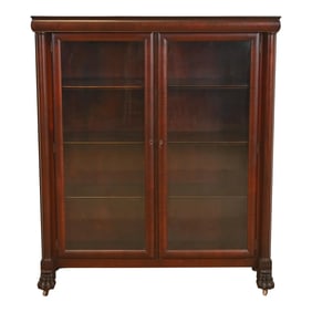 R. J. Horner Style American Empire Carved Mahogany Double Bookcase With Lion Paw Feet, Circa 1890s