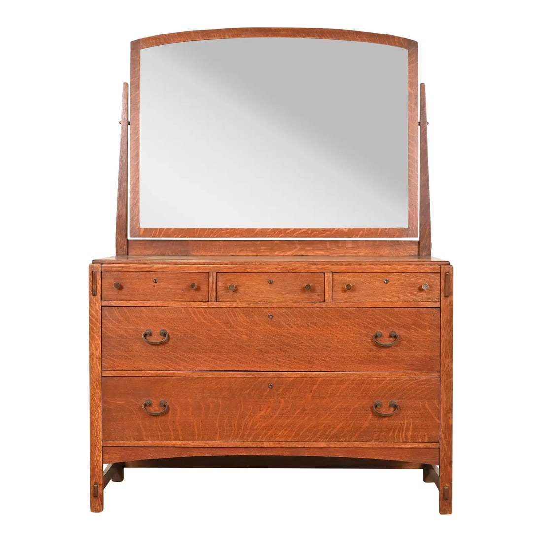 Limbert Antique Mission Oak Arts & Crafts Vanity Dresser With Mirror, Circa 1900 (1 of 11)