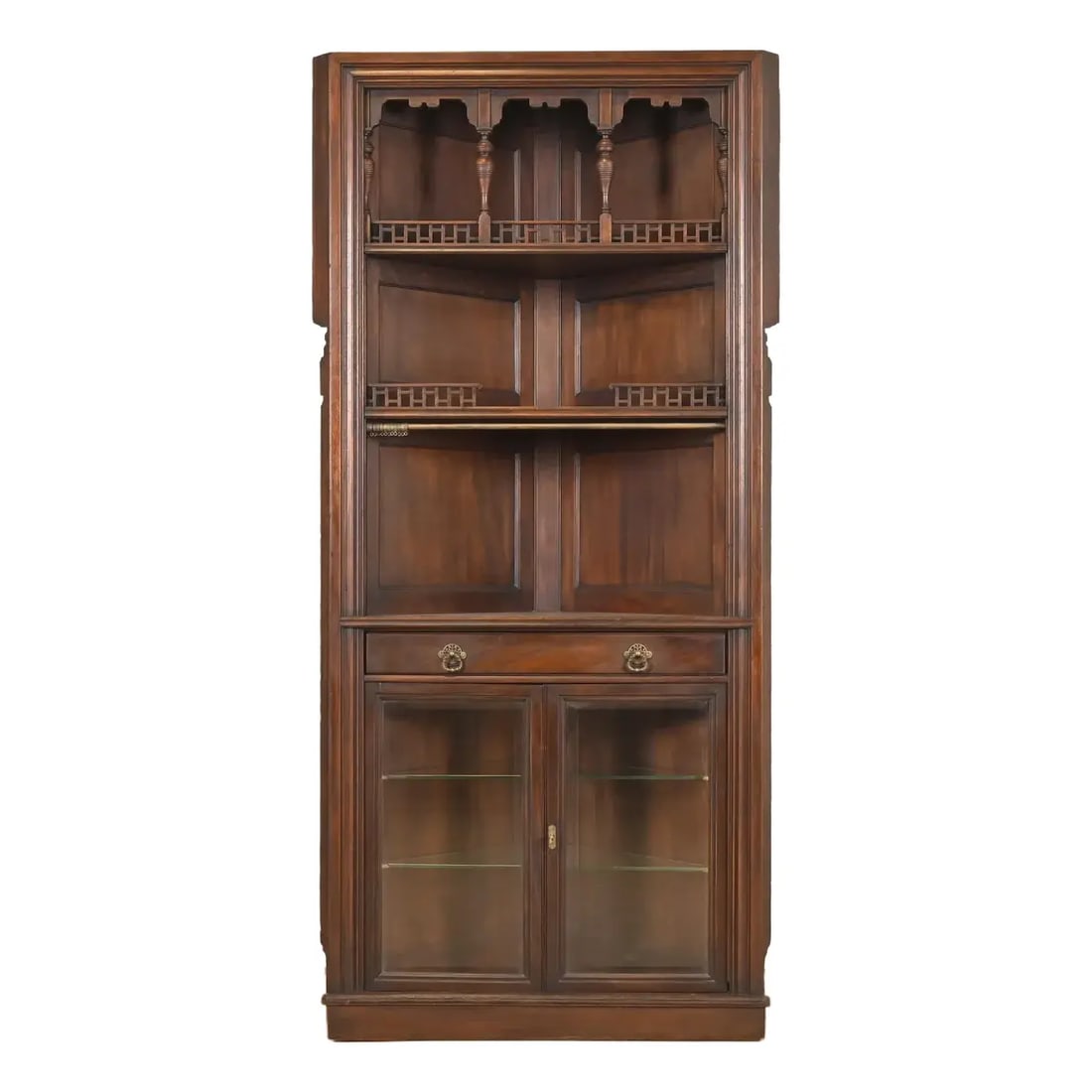 Signed Herter Brothers Eastlake Victorian Carved Mahogany Corner Cabinet, Circa 1890s (1 of 13)