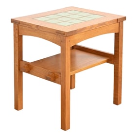 Stickley Mission Oak Arts & Crafts Tile Top Occasional Side Table