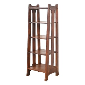 Stickley Brothers Mission Oak Arts & Crafts Slatted Bookcase or Magazine Rack, Circa 1910