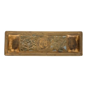 Tiffany Studios New York Bookmark Pattern Bronze Doré Pen Tray