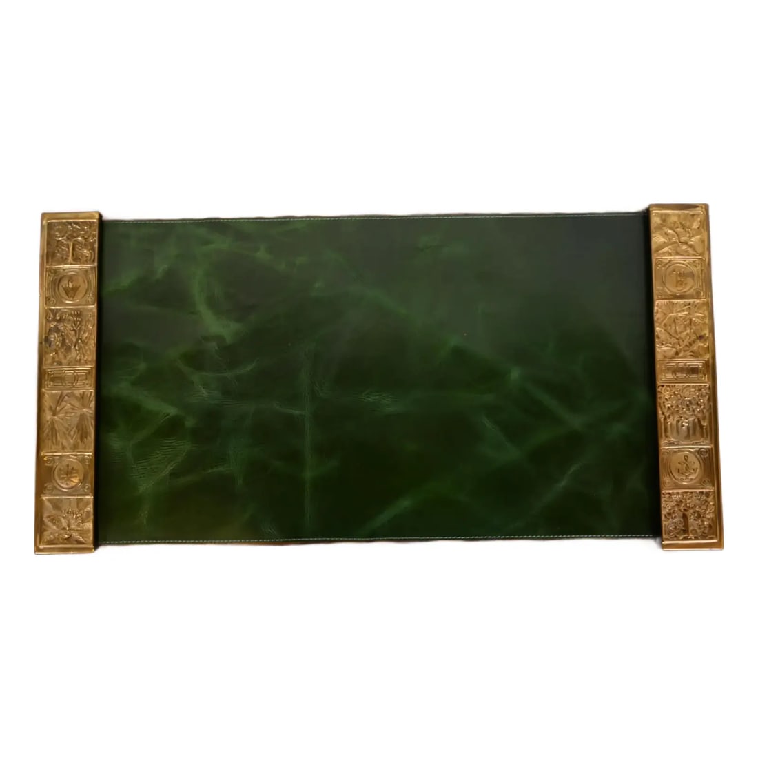 Tiffany Studios New York Bookmark Pattern Bronze Doré Blotter Ends With Leather Desk Blotter (1 of 11)