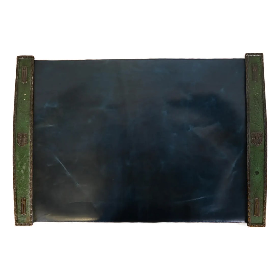 Tiffany Studios New York Heraldic Bronze Blotter Ends With Leather Desk Blotter (1 of 9)
