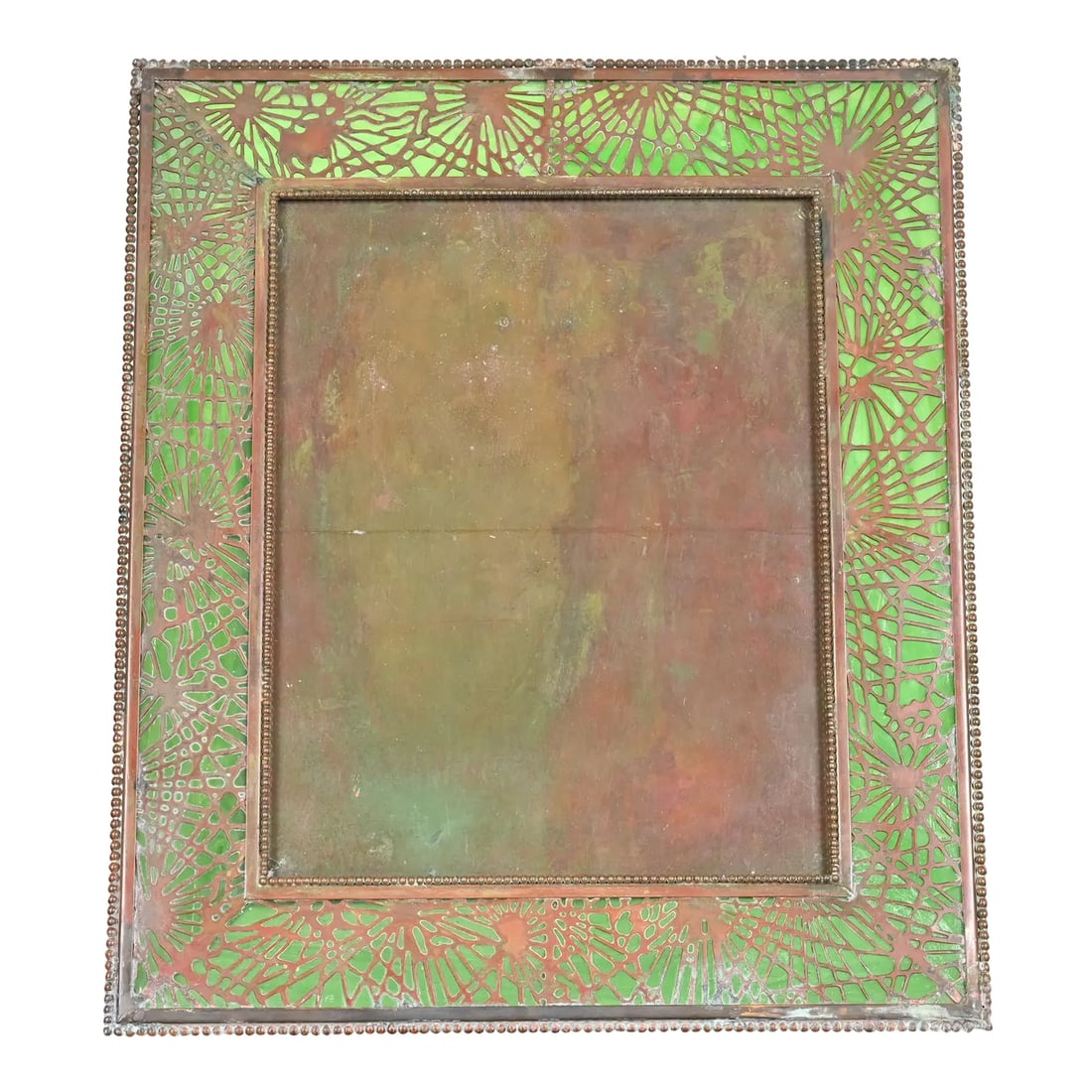Tiffany Studios New York Pine Needle Bronze and Green Slag Glass Large Picture Frame, Circa 1910 (1 of 12)