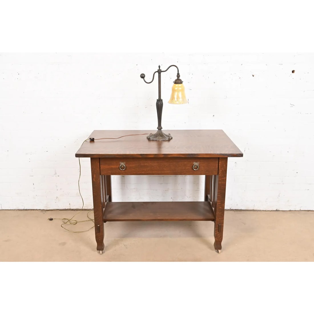 Tiffany Studios Style Art Nouveau Bronze Counterbalance Desk Lamp - 11