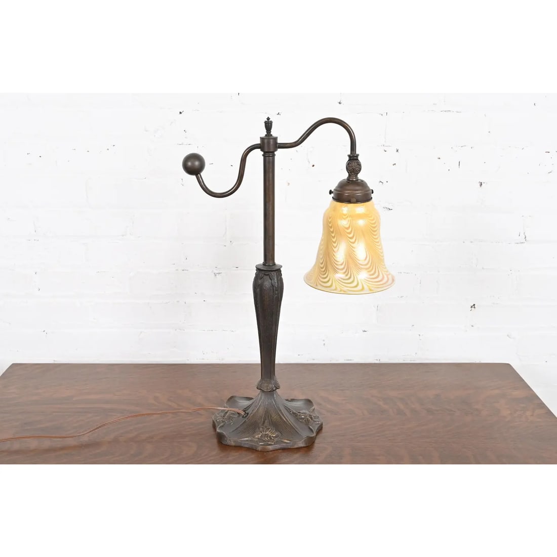 Tiffany Studios Style Art Nouveau Bronze Counterbalance Desk Lamp - 12