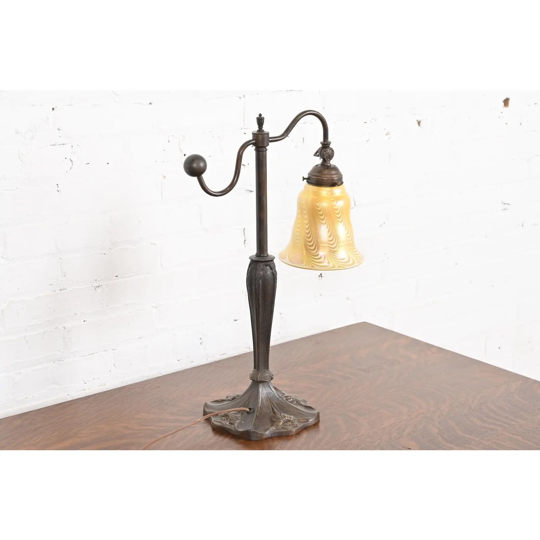Tiffany Studios Style Art Nouveau Bronze Counterbalance Desk Lamp - 2
