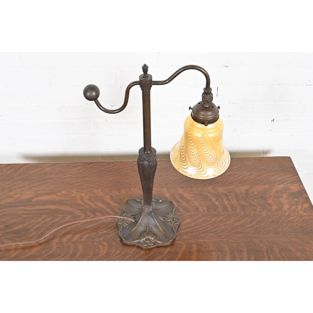 Tiffany Studios Style Art Nouveau Bronze Counterbalance Desk Lamp - 3