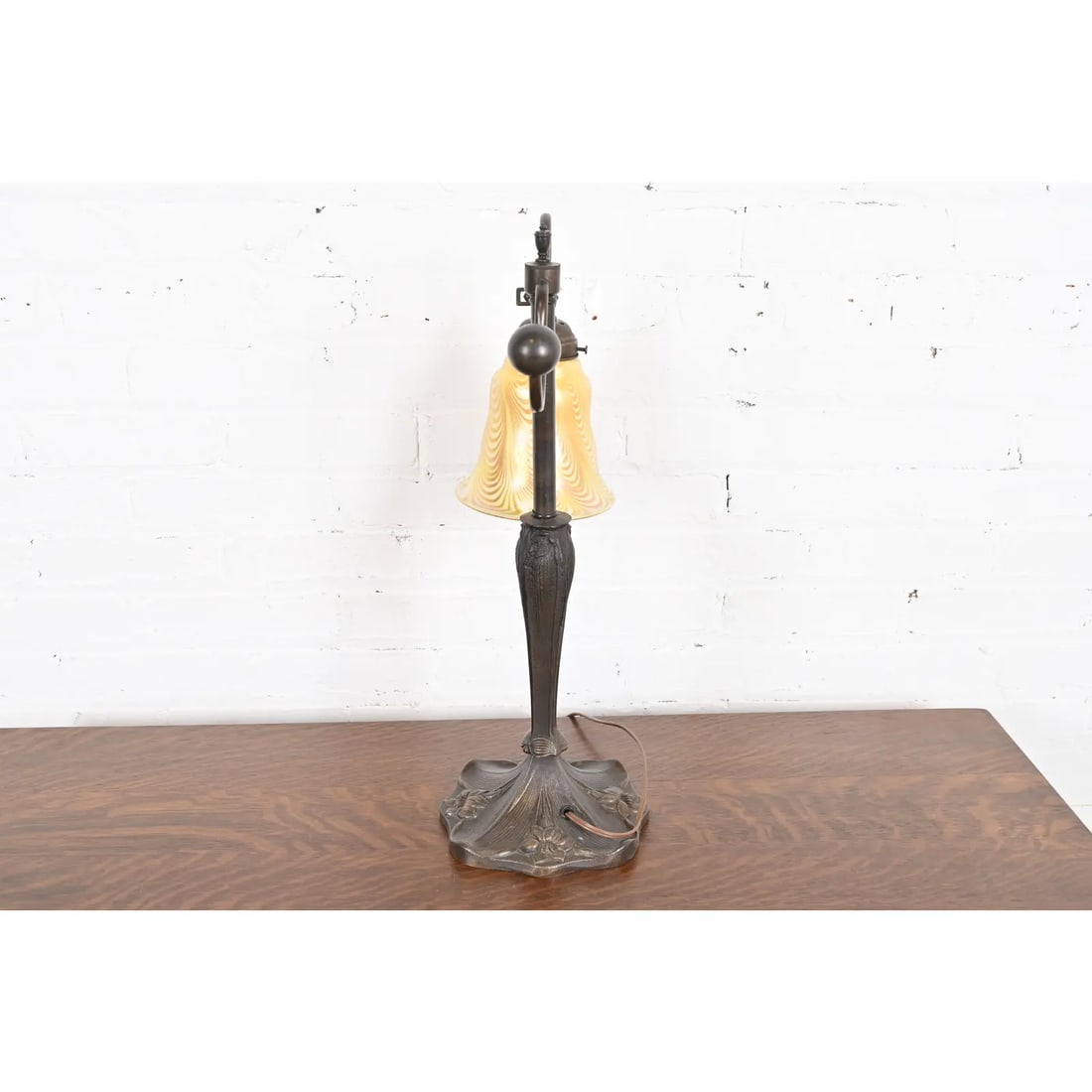 Tiffany Studios Style Art Nouveau Bronze Counterbalance Desk Lamp - 4