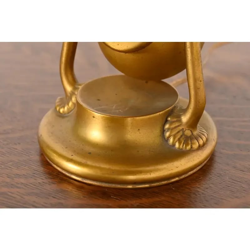 Tiffany Studios New York Bronze Doré Desk Lamp With Favrile Glass Pulled Feather Shade, Circa 1910 - 7