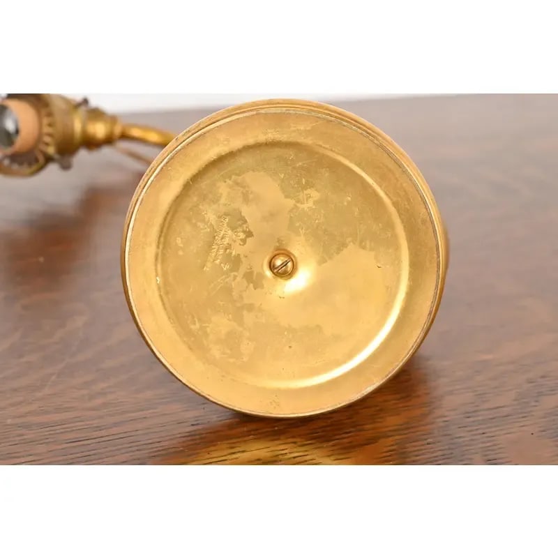 Tiffany Studios New York Bronze Doré Desk Lamp With Favrile Glass Pulled Feather Shade, Circa 1910 - 9