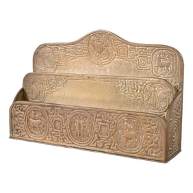 Tiffany Studios New York Zodiac Pattern Bronze Doré Letter Rack
