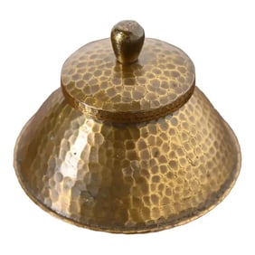 Roycroft Arts & Crafts Hammered Brass Over Copper Inkwell