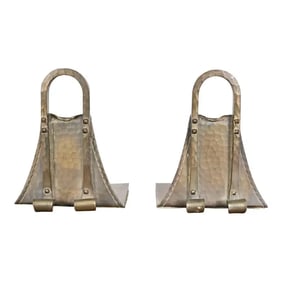 Roycroft Arts & Crafts Brass Finished Hammered Copper Bookends