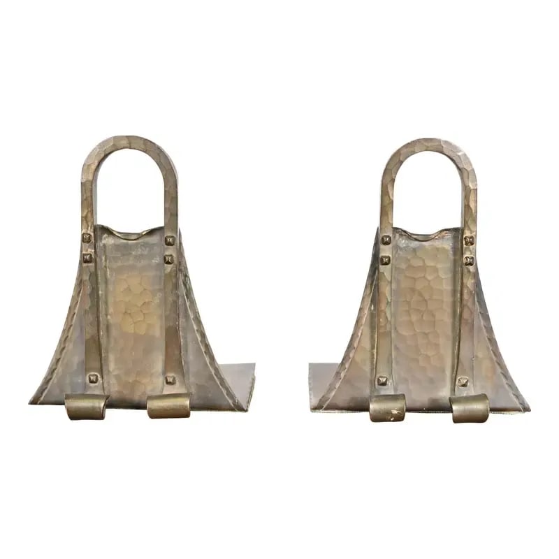 Roycroft Arts & Crafts Brass Finished Hammered Copper Bookends (1 of 12)