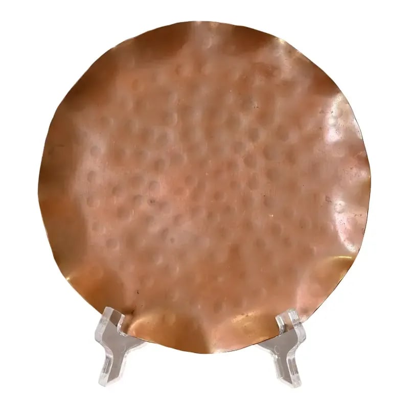Roycroft Arts & Crafts Hammered Copper Plate or Catchall With Scalloped Edge (1 of 9)