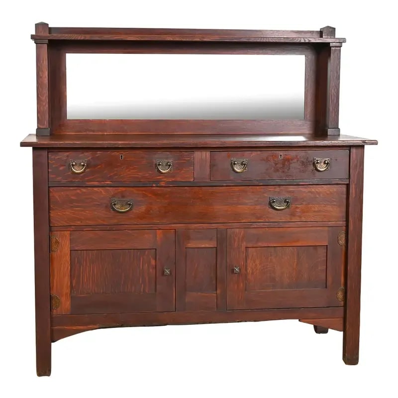 Stickley Brothers Mission Oak Arts & Crafts Sideboard or Bar Cabinet, Circa 1900 (1 of 12)