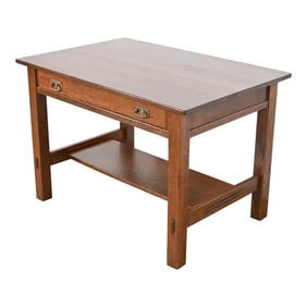 Stickley Antique Mission Oak Arts & Crafts Desk or Library Table, Newly Refinished