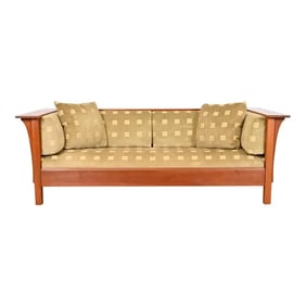Stickley Mission Arts and Crafts Cherry Wood Settle Sofa
