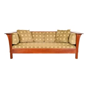 Stickley Mission Arts and Crafts Cherry Wood Settle Sofa