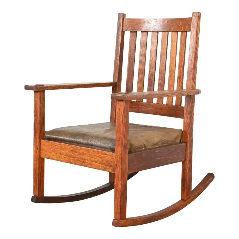 Stickley Brothers Antique Mission Oak Arts & Crafts Rocking Chair, Circa 1900 (1 of 12)