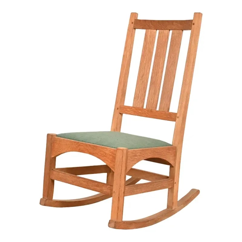 Gustav Stickley Mission Oak Arts & Crafts Sewing Rocking Chair, Circa 1900 (1 of 12)