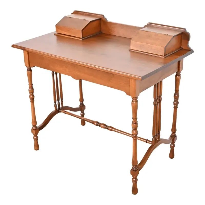 Antique Stickley Brothers American Colonial Maple Writing Desk, Newly Refinished: An exceptional antique American Colonial style maple writing desk By Stickley Brothers USA, Early 20th Century Measures: 38"W x 21"D x 34.63"H. Professionally refinished. Excellent condition.