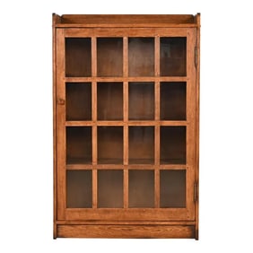 Stickley Style Mission Oak Arts and Crafts Bookcase Cabinet