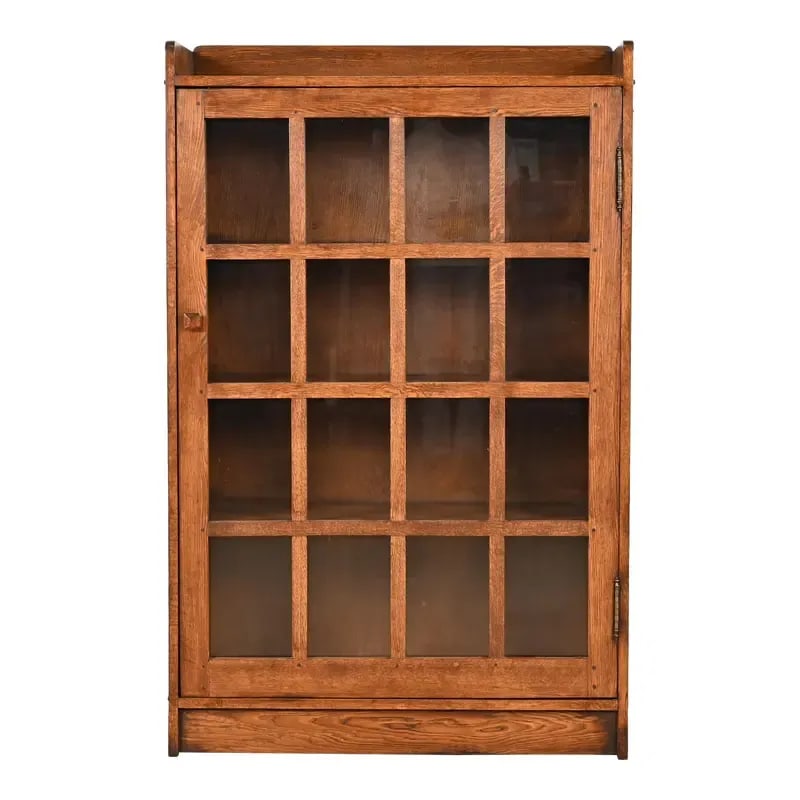 Stickley Style Mission Oak Arts and Crafts Bookcase Cabinet (1 of 12)