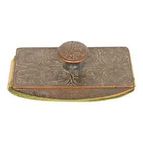 Tiffany Studios New York 'Zodiac' Bronze Rocker Blotter, Circa 1910
