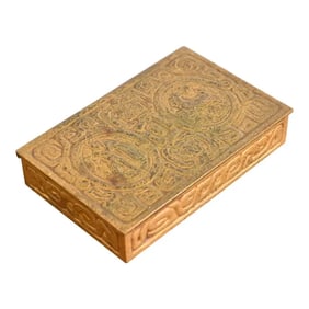 Tiffany Studios New York Art Deco 'Zodiac' Bronze Doré Box