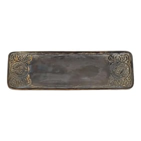 Tiffany Studios New York "Zodiac" Patinated Bronze Pen Tray Desk Accessory