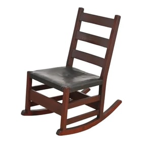 Gustav Stickley Mission Oak Arts & Crafts Sewing Rocking Chair, Circa 1900