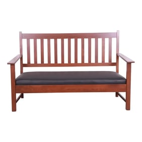 Limbert Mission Oak Arts & Crafts Open Arm Sofa or Settee, Fully Restored