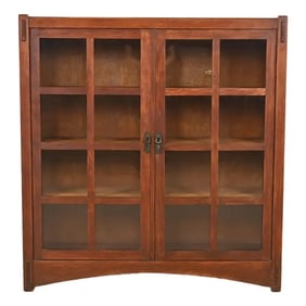 Lifetime Furniture Mission Oak Arts and Crafts Double Bookcase, Circa 1900