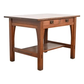 Gustav Stickley Mission Oak Arts & Crafts Writing Desk or Library Table, Circa 1910