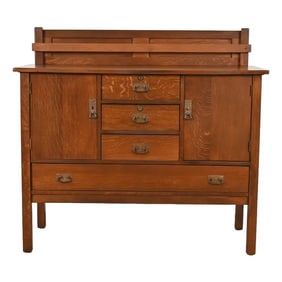 L. & J. G. Stickley Antique Mission Oak Arts & Crafts Sideboard, Newly Refinished
