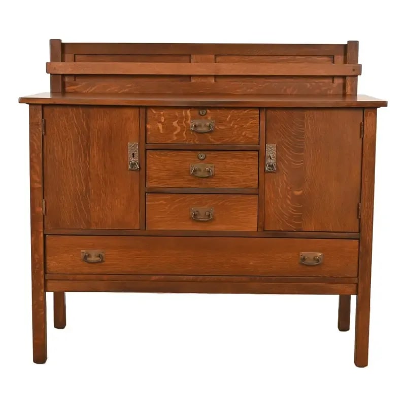 L. & J. G. Stickley Antique Mission Oak Arts & Crafts Sideboard, Newly Refinished (1 of 12)