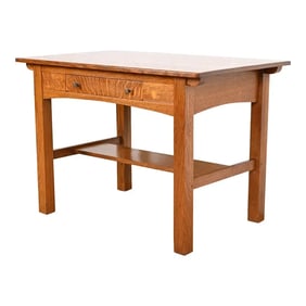 Limbert Antique Mission Oak Arts & Crafts Writing Desk or Library Table, Circa 1910