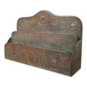Tiffany Studios New York Zodiac Pattern Bronze Letter Rack