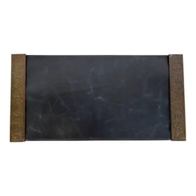 Tiffany Studios New York Zodiac Bronze Blotter Ends With Leather Desk Blotter