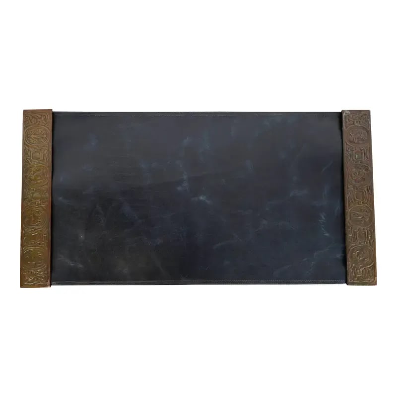 Tiffany Studios New York Zodiac Bronze Blotter Ends With Leather Desk Blotter (1 of 11)