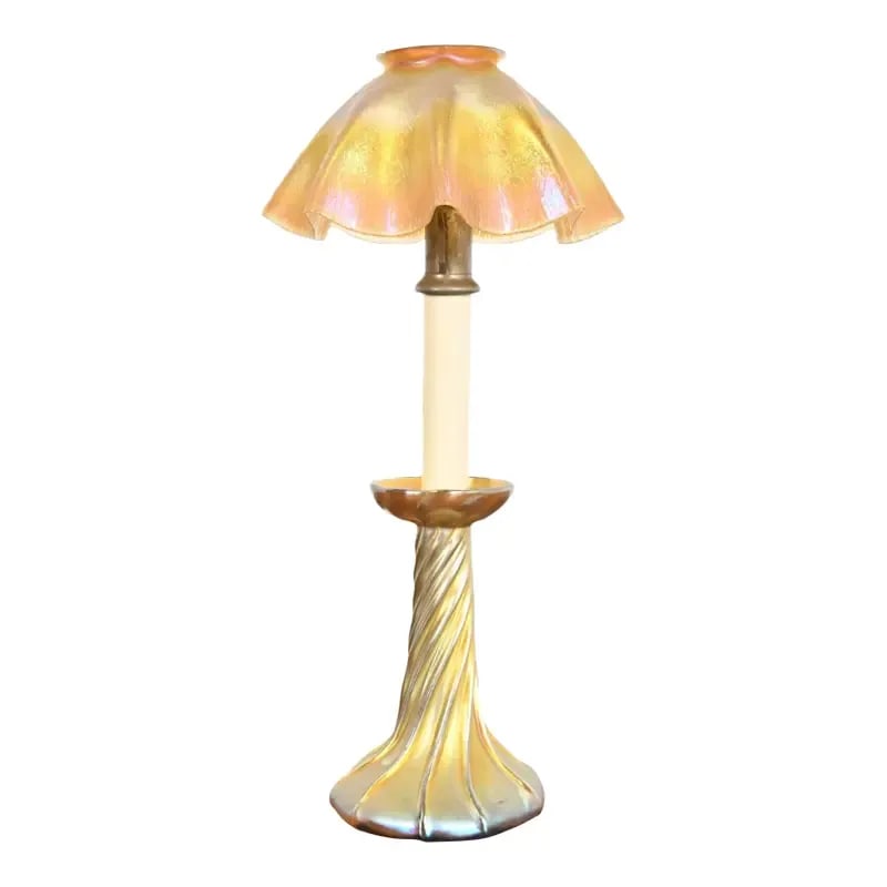 Louis Comfort Tiffany Favrile Iridescent Art Glass Candle Lamp (1 of 12)