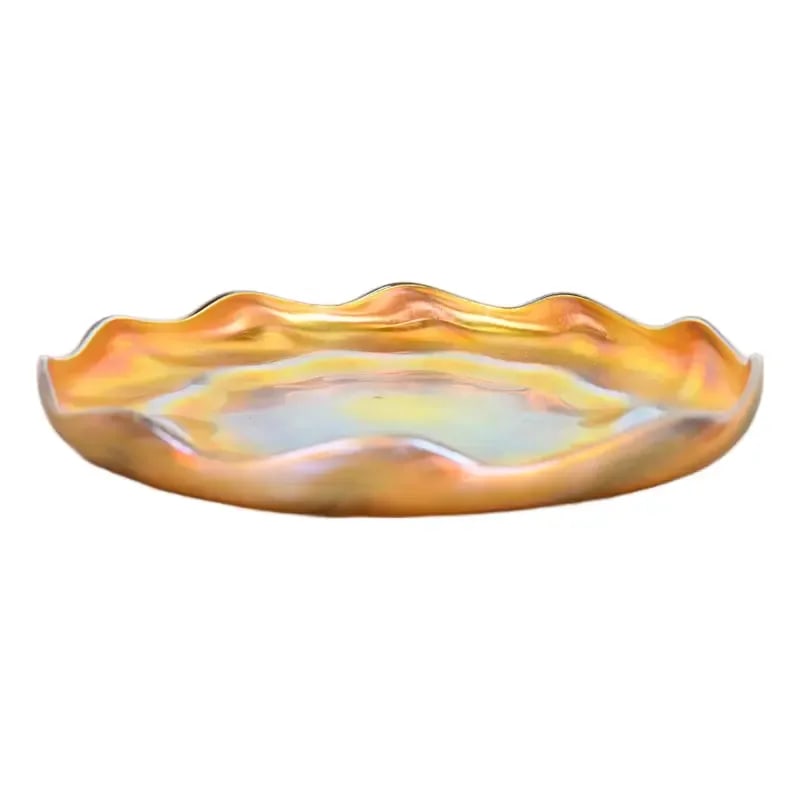 Louis Comfort Tiffany Favrile Iridescent Art Glass Plate With Scalloped Edge (1 of 8)