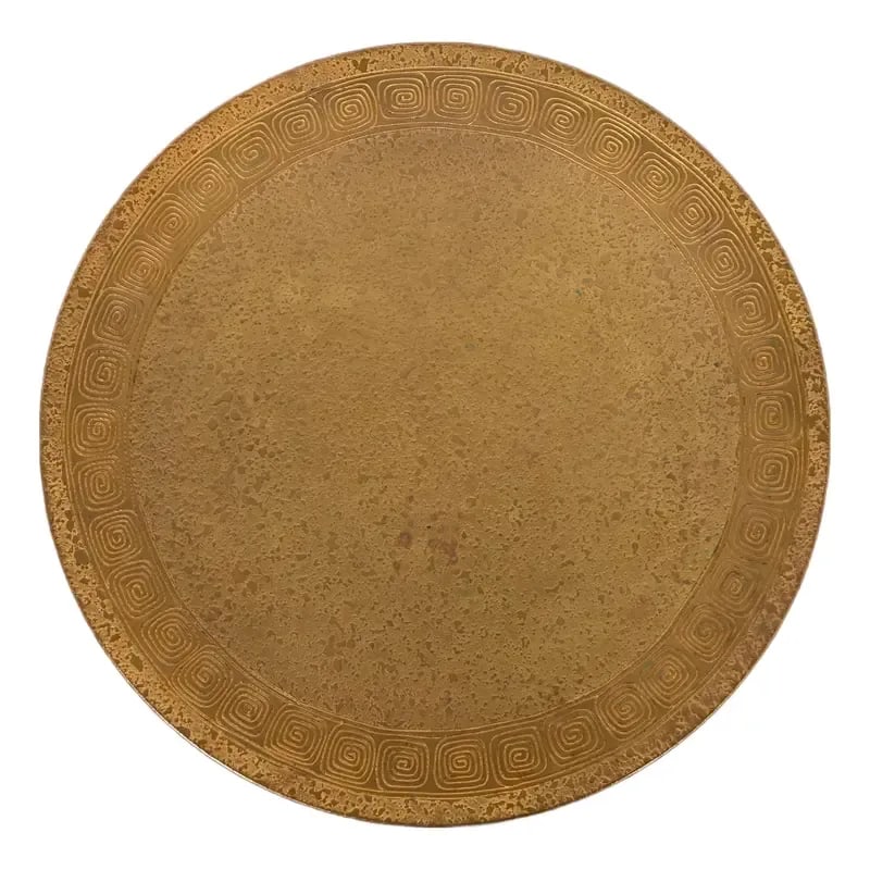 Tiffany Studios New York Greek Key Bronze Doré Footed Charger Plate or Tazza (1 of 9)