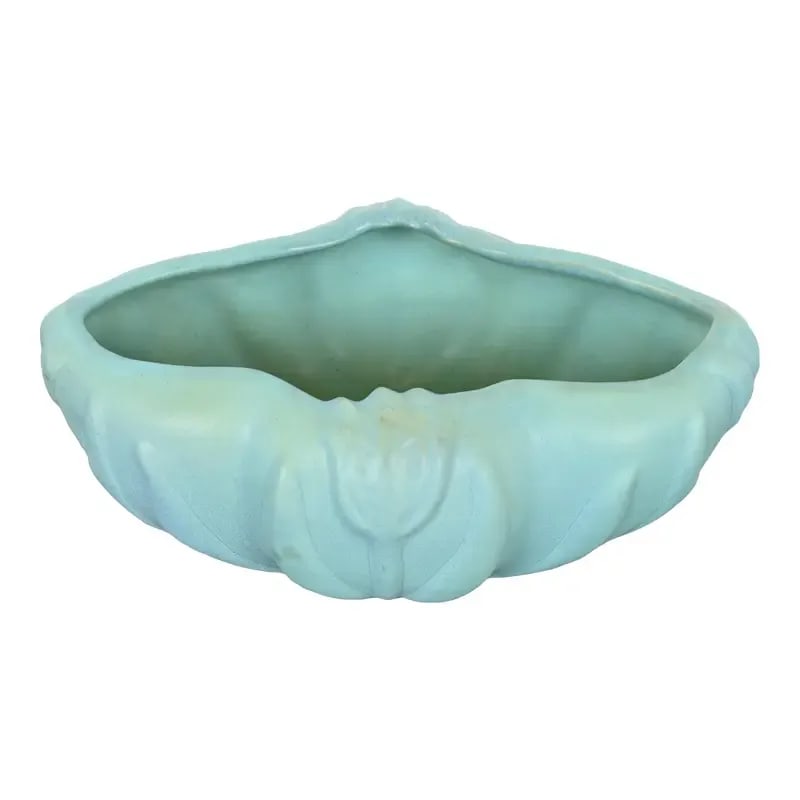 Van Briggle Arts & Crafts Turquoise Glazed Ceramic Bowl With Tulip Motif (1 of 10)