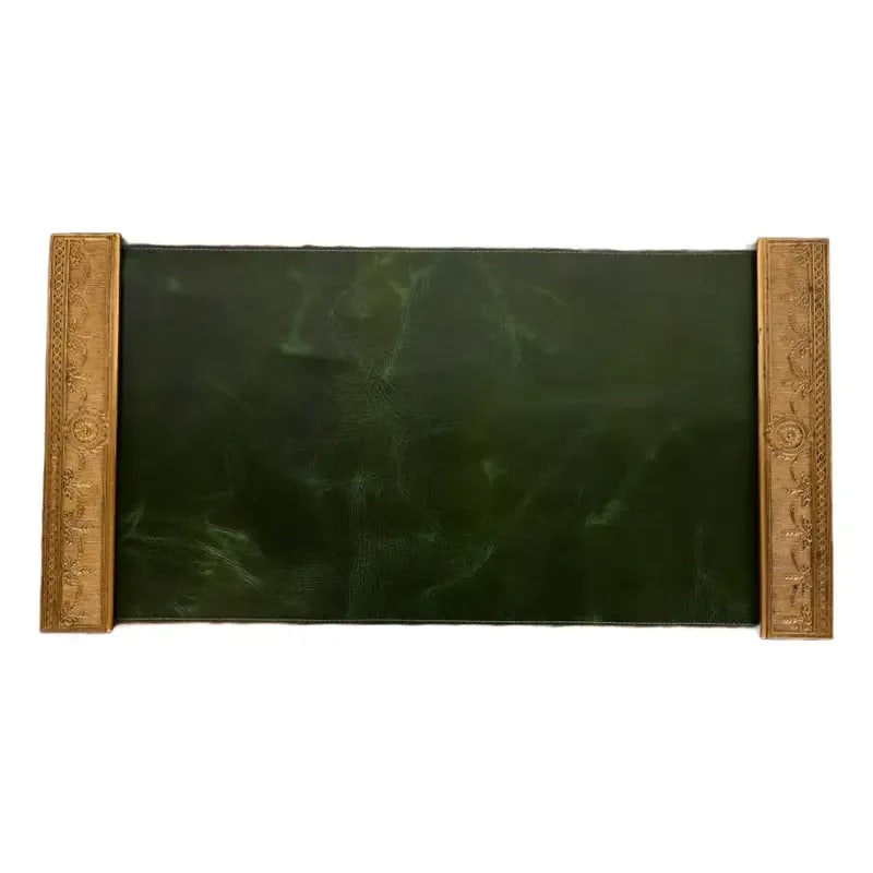 Tiffany Studios New York "Adam" Bronze Doré Blotter Ends With Leather Desk Blotter (1 of 10)